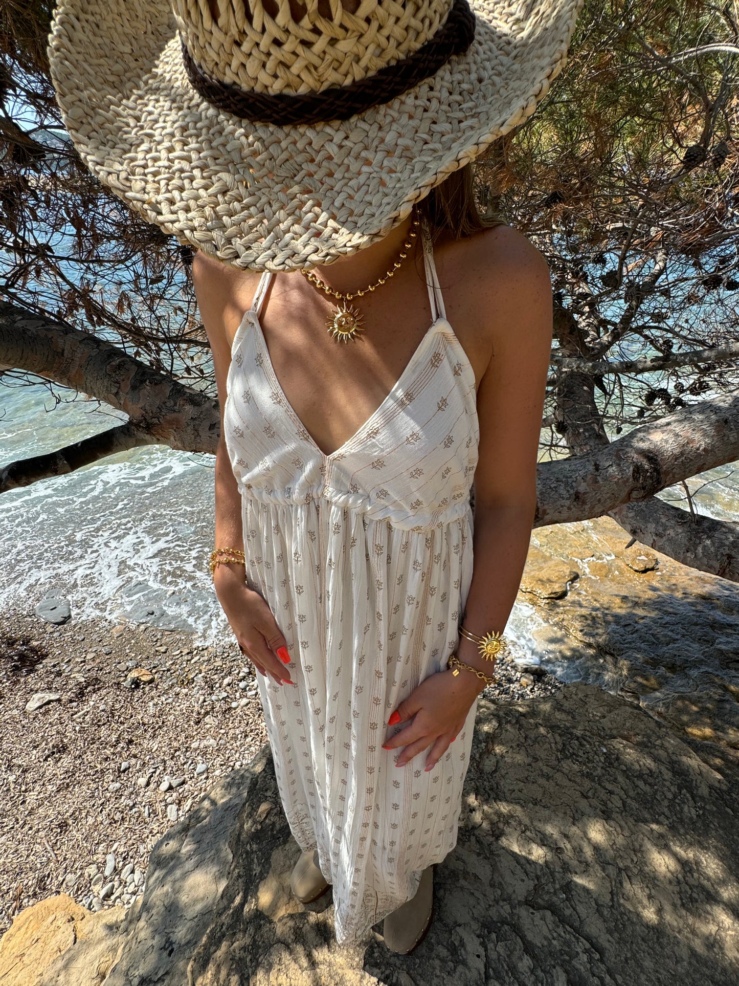 Robe longue bohème avec dos nu