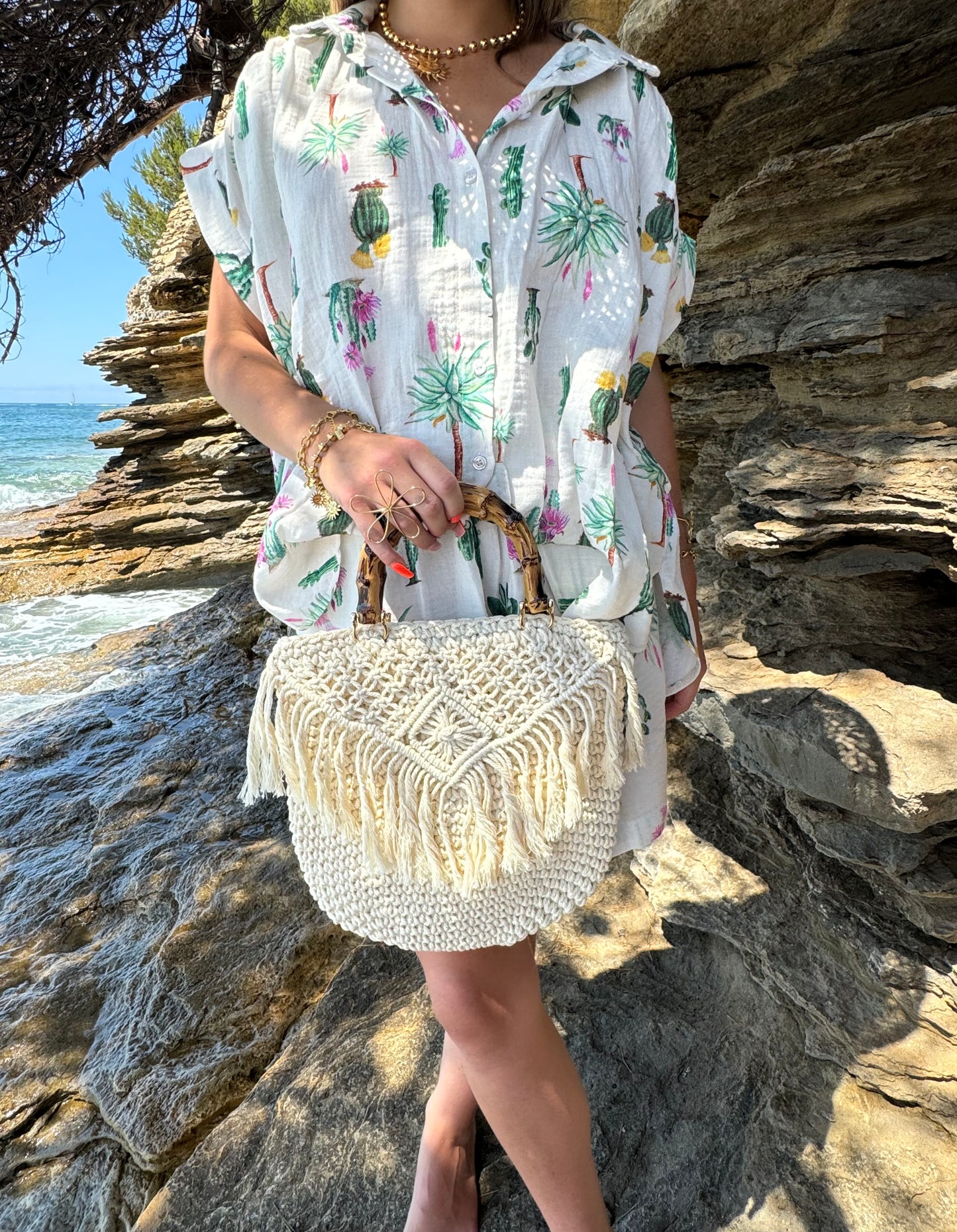 Chemise bohème imprimée cactus