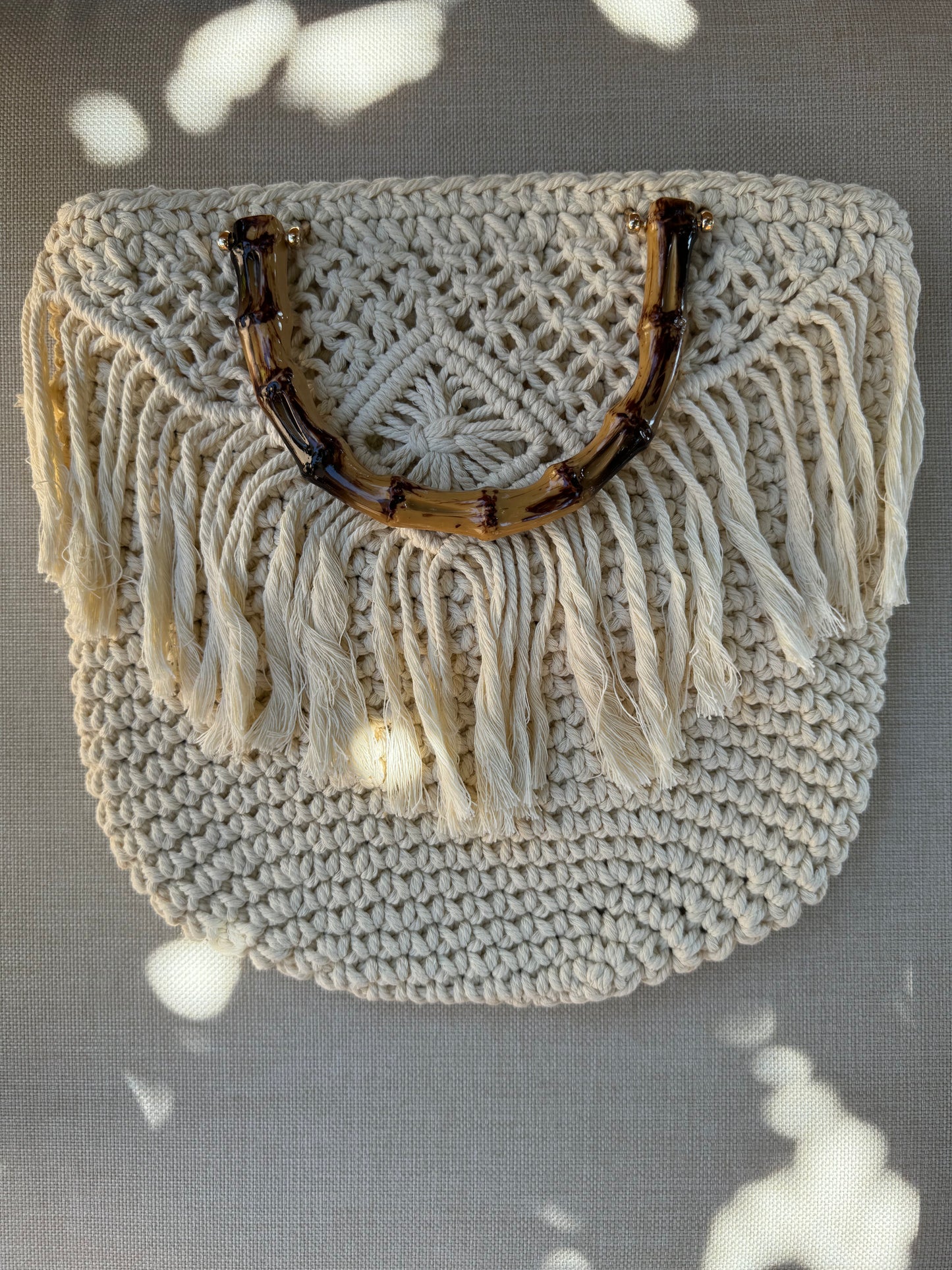 Sac bohème en macramé couleur beige