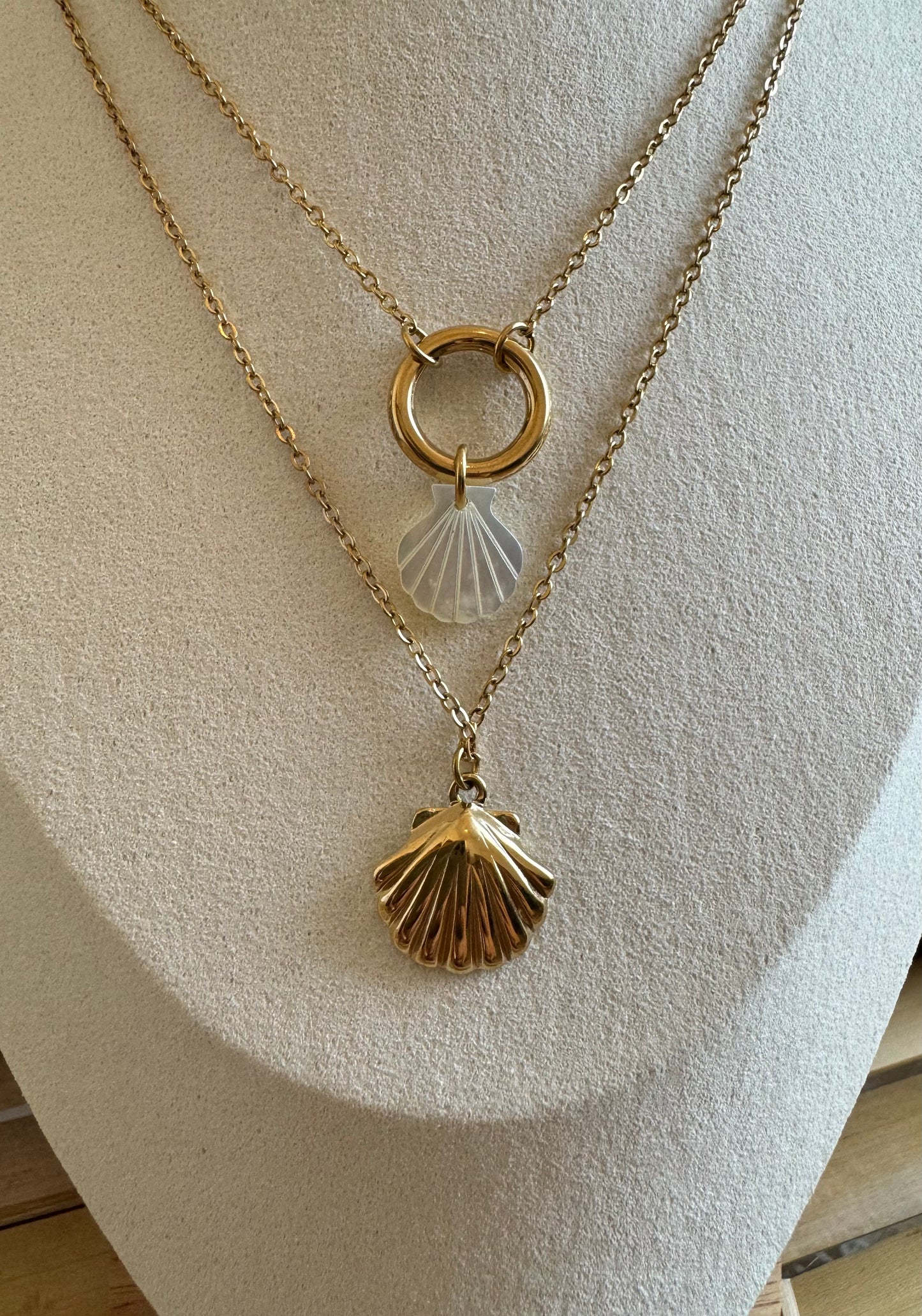 Collier bohème double rang coquillage